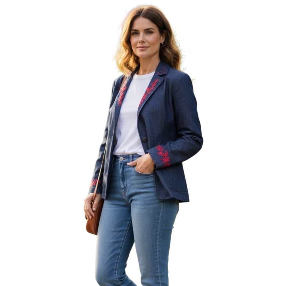 Anne Carson Blue Denim Jacket Size M